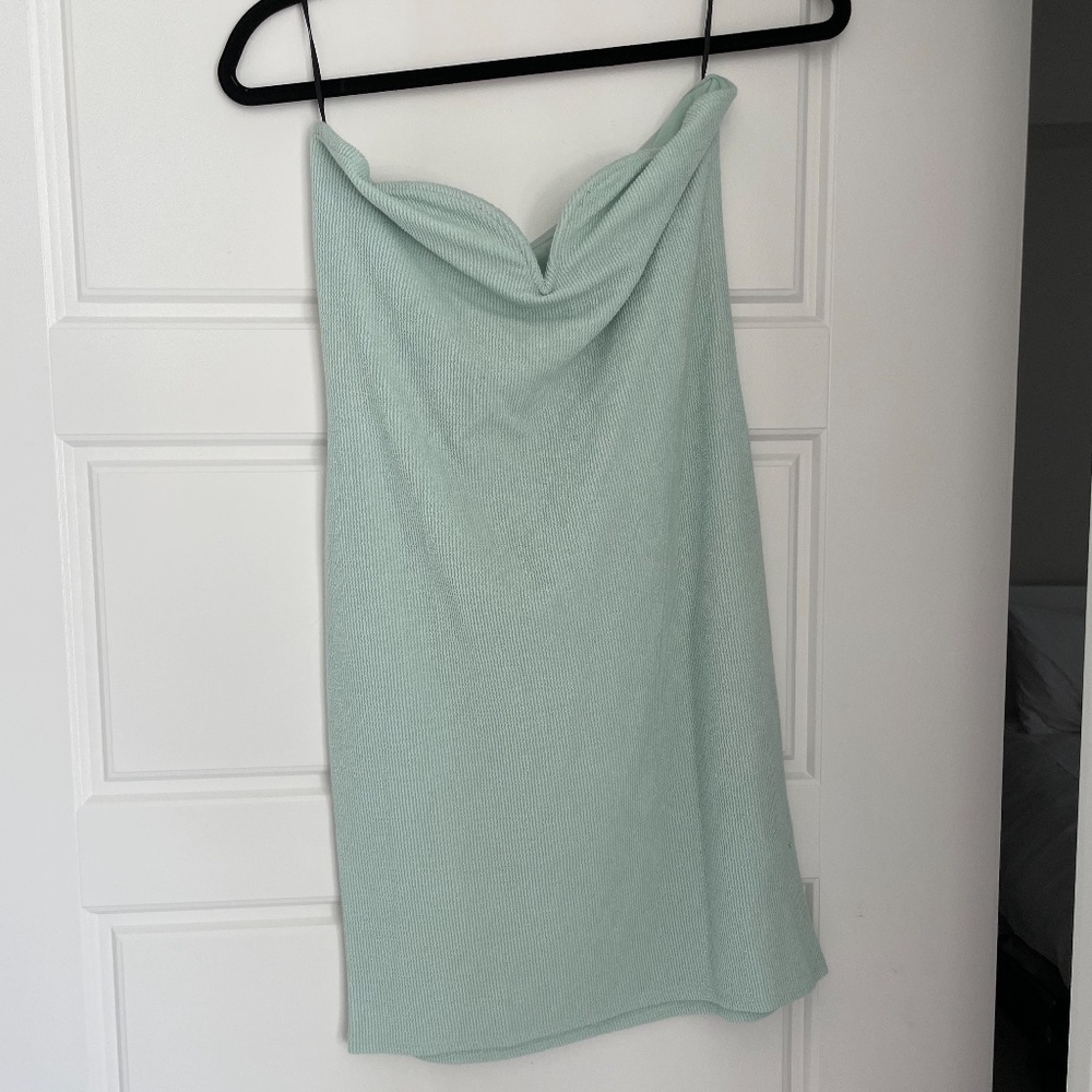 H&M Aqua V Neck Medium Strapless Dress- Never Worn